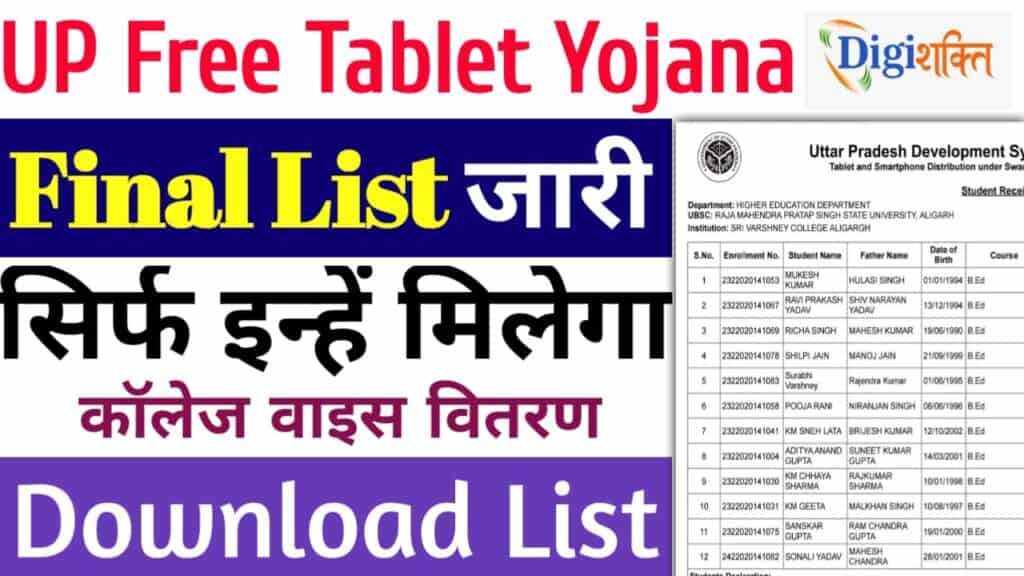 UP Free Tablet New List 2025
