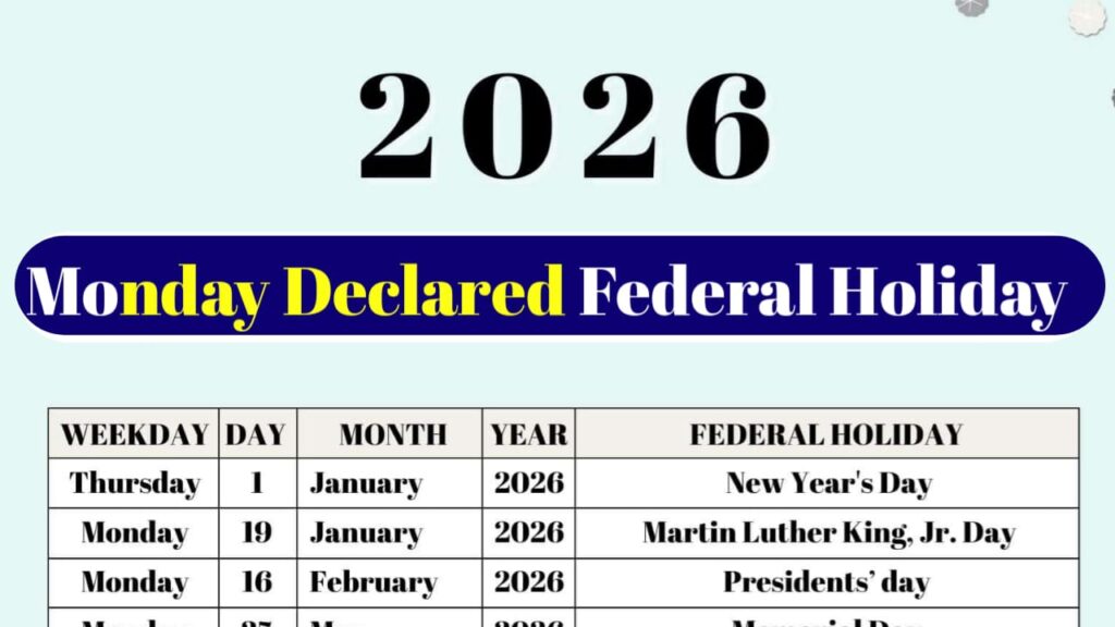 2026 Federal Holiday Schedule